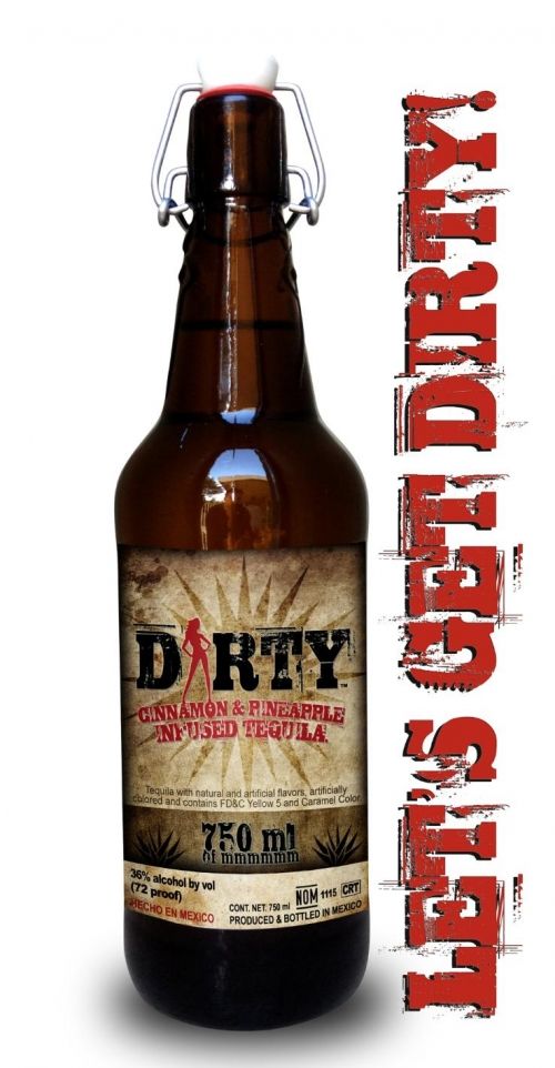 Dirty Tequila 750ml swing-top amber bottle